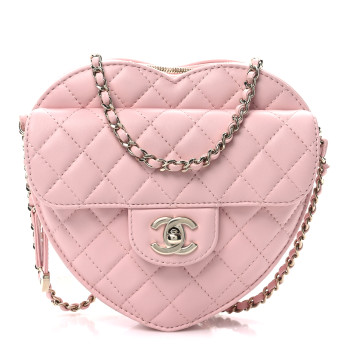 CHANEL Lambskin Quilted CC In Love Heart Bag Light Pink