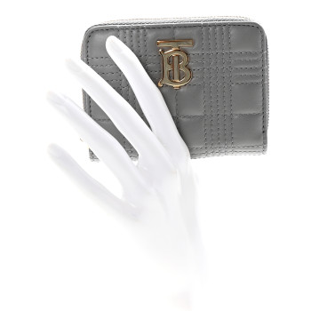 BURBERRY Lambskin Quilted Lola Wallet Grey