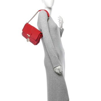 VERSACE Calfskin Medusa Chain Clutch Red