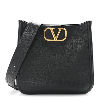 VALENTINO GARAVANI Soft Grainy Calfskin Alltime Large Hobo Black