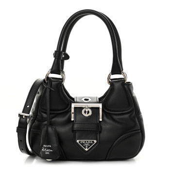 PRADA Nappa Soft Padded Re-Edition 2002 Moon Bag Black