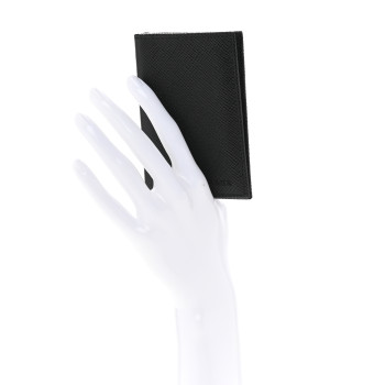 PRADA Saffiano Flap Card Holder Black