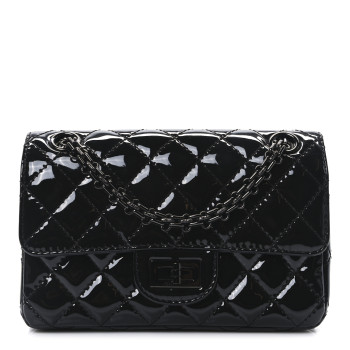 CHANEL Patent Calfskin Quilted 2.55 Reissue Mini Flap So Black