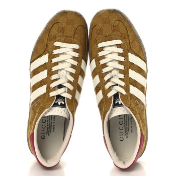 GUCCI X ADIDAS Vintage GG Monogram Mens Gazelle Sneakers 11 Mid Natural Nut Off White