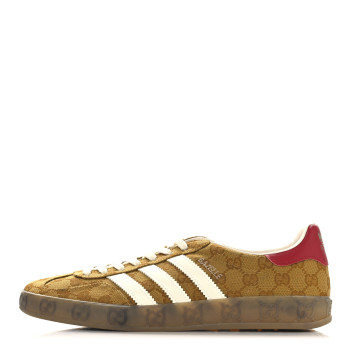 GUCCI X ADIDAS Vintage GG Monogram Mens Gazelle Sneakers 11 Mid Natural Nut Off White