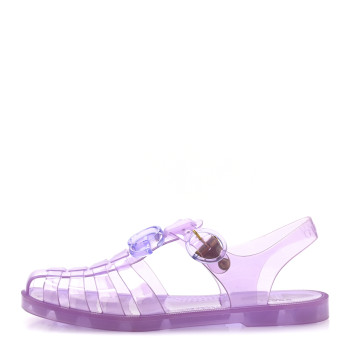 GUCCI Shiny Rubber Double G Buckle Strap Sandals 37 Lapis Transparent