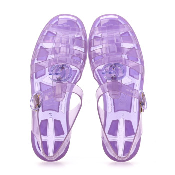 GUCCI Shiny Rubber Double G Buckle Strap Sandals 37 Lapis Transparent