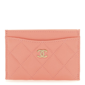 CHANEL Caviar Quilted Card Holder Orange