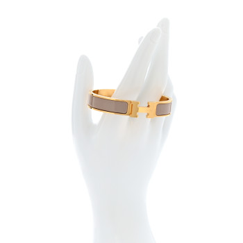 HERMES Enamel Narrow Clic Clac H Bracelet GM Marron Glace