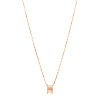 BULGARI 18K Rose Gold Diamond B.Zero1 Pendant Necklace