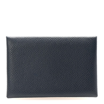 HERMES Epsom Calvi Card Case Bleu Nuit