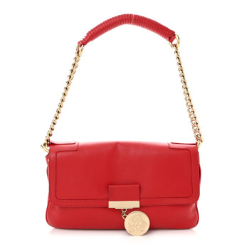 VERSACE Calfskin Medusa Chain Clutch Red