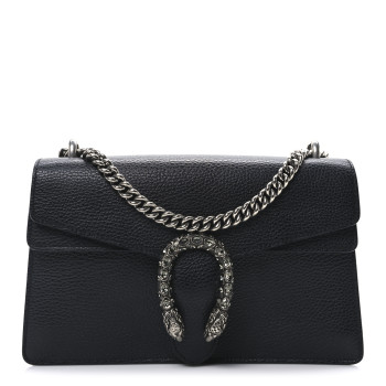 GUCCI Pebbled Calfskin Small Dionysus Shoulder Bag Black