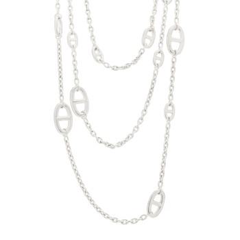 HERMES Sterling Silver Farandole Necklace 160