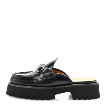 GUCCI Cordovan Lux Womens Sylke Horsebit Platform Mules 36 Black