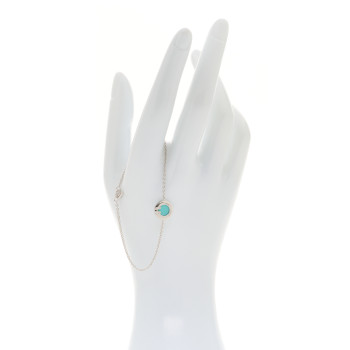 TIFFANY 18K White Gold Diamond Turquoise T Circle Bracelet