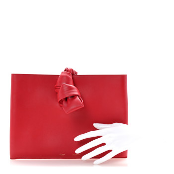 CELINE Lambskin Knotted Clutch Bright Red Powder
