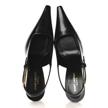 SAINT LAURENT Vitello Marilyn Lee 75 Slingback Pumps 39 Black