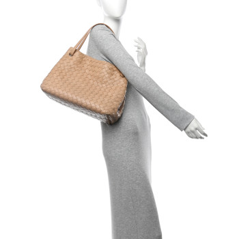 BOTTEGA VENETA Nappa Intrecciato Shoulder Bag Almond