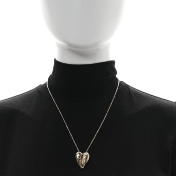 SAINT LAURENT Metal Cowrie Shell Heart Necklace Gold