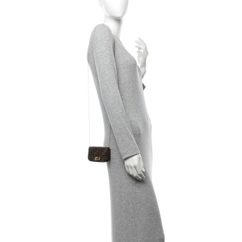 FENDI Glazed Fabric FF 1974 Nano Baguette Charm Mogano Panna