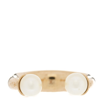 CHRISTIAN DIOR Metal Pearl Ring Gold 53 6.5