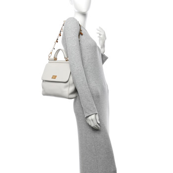 DOLCE & GABBANA Calfskin Medium Miss Sicily Satchel White