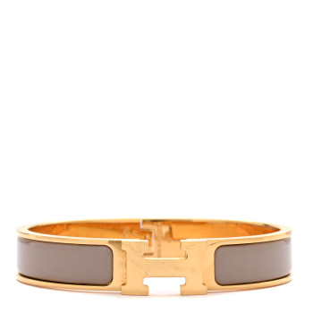 HERMES Enamel Narrow Clic Clac H Bracelet GM Marron Glace