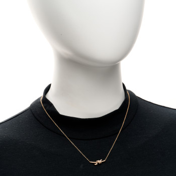 TIFFANY 18K Rose Gold Diamond Small Knot Necklace