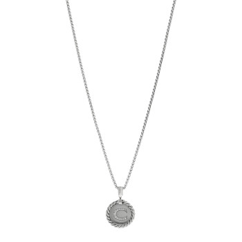 DAVID YURMAN Sterling Silver Diamond Initial C Charm Necklace