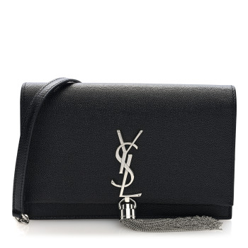 SAINT LAURENT Grain De Poudre Classic Monogram Kate Tassel Chain Wallet Black
