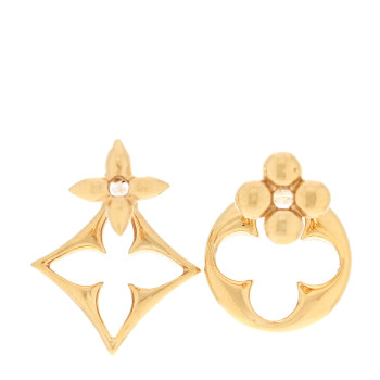 LOUIS VUITTON Metal LV Flowergram Earrings Gold
