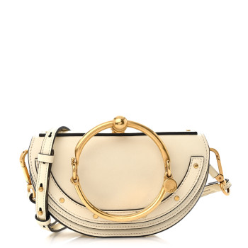CHLOE Calfskin Small Nile Bracelet Minaudiere Bag Off White