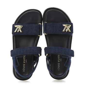 LOUIS VUITTON Denim Sunset Comfort Flat Sandals 37.5 Blue