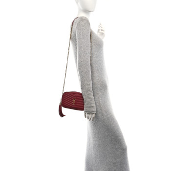 SAINT LAURENT Grain De Poudre Matelasse Monogram Mini Lou Camera Bag Opyum Red