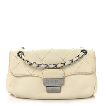 CHANEL Calfskin Stitched Accordion Flap White