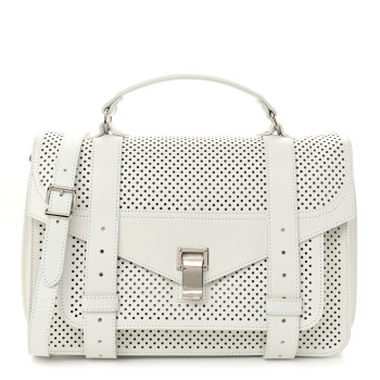 PROENZA SCHOULER Lambskin Perforated Medium PS1 Satchel White