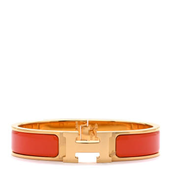 HERMES Enamel Narrow Clic Clac H Bracelet PM Orange