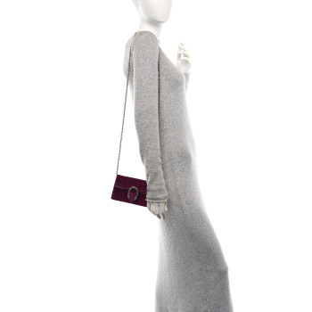 GUCCI Velvet Super Mini Dionysus Shoulder Bag Fuchsia Violet Cyclamen