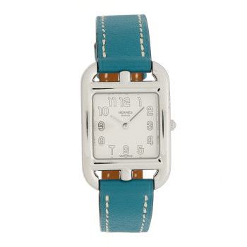 HERMES Stainless Steel Swift 23mm Cape Cod Quartz Watch Blue Jean