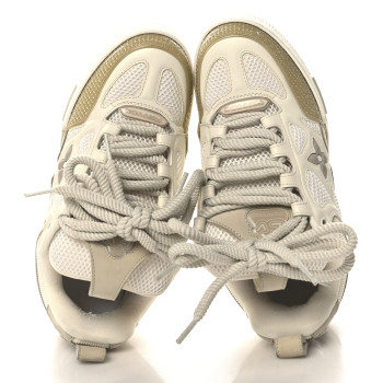 LOUIS VUITTON Calfskin Mesh Womens LV Skate Sneaker 37 Beige White