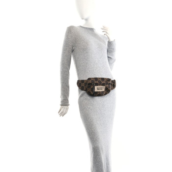 GUCCI Recycled Polyester Monogram Jumbo GG Belt Bag Ebony Beige