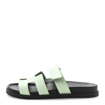 HERMES Epsom Womens Chypre Sandals 40 Vert Jade