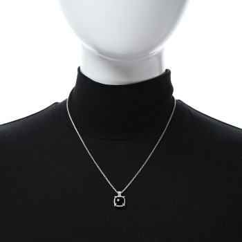 DAVID YURMAN Sterling Silver Diamond Black Onyx 9mm Chatelaine Pave Bezel Pendant Necklace