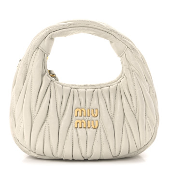 MIU MIU Nappa Matelasse Mini Wander Hobo White