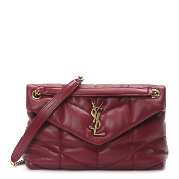 SAINT LAURENT Lambskin Quilted Small Loulou Puffer Monogram Chain Satchel Red