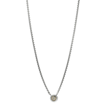 DAVID YURMAN Sterling Silver 18K Yellow Gold Diamond 12mm Pave Cookie Necklace