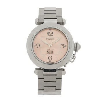 CARTIER Stainless Steel 35mm Pasha C Big Date Automatic Watch Pink
