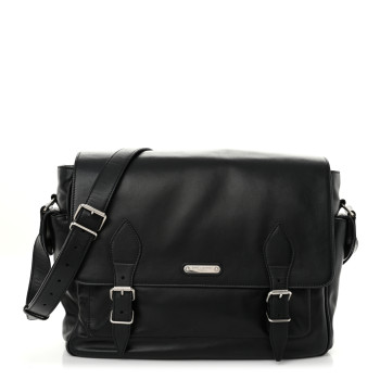 SAINT LAURENT Calfskin ID Flap Messenger Bag Black