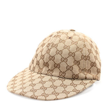 GUCCI Monogram Patch Logo Soft Baseball Hat L Beige Cocoa